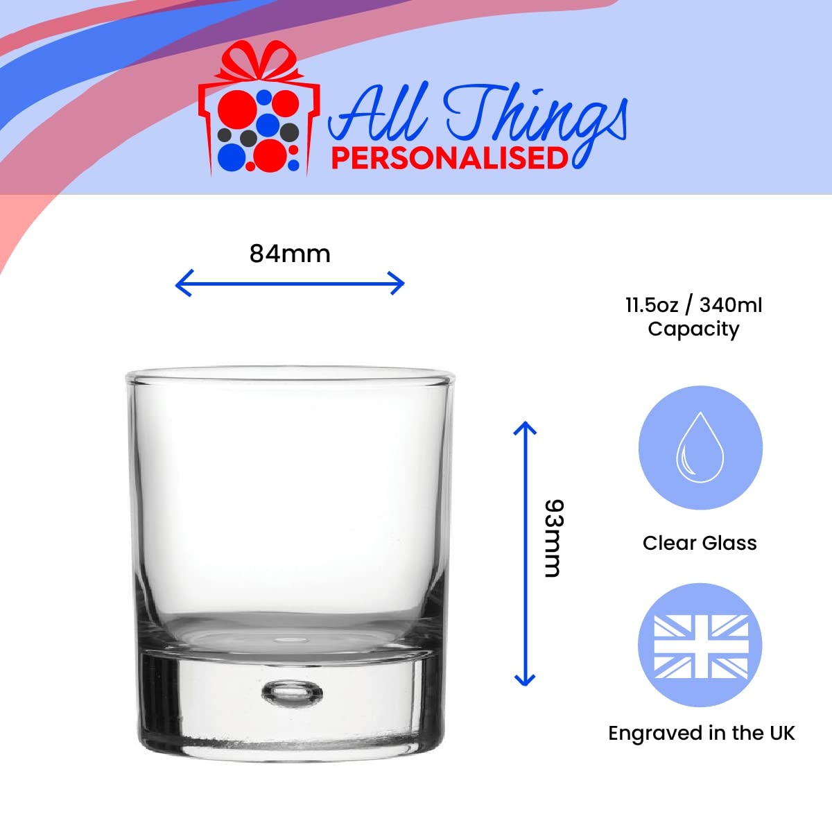 - Personalised Engraved Bubble Whiskey Tumbler Glass -