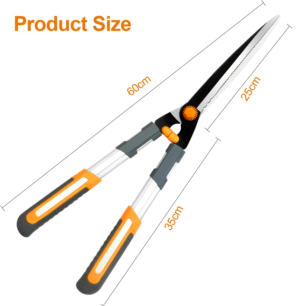 AIRAJ Lightweight Hedge Shears(600mm),with Ergonomic Lightweight Anti-Slip Handles and Razor-Sharp Blades,Professional Garden Shears for Hedges, Shrubs and Bushes - Easy Cutting and Trimming