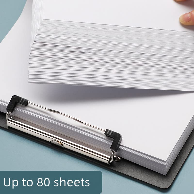Clipboard Folder, 6 Packs A4 Plastic Clip Boards with Secure Hold for Office & Classroom Supplies - Black