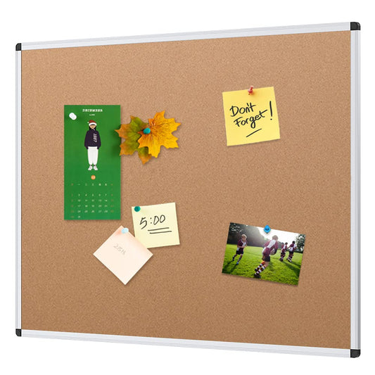 - VIZ-PRO Cork Notice Board, 120x90cm, Silver Aluminium Frame -