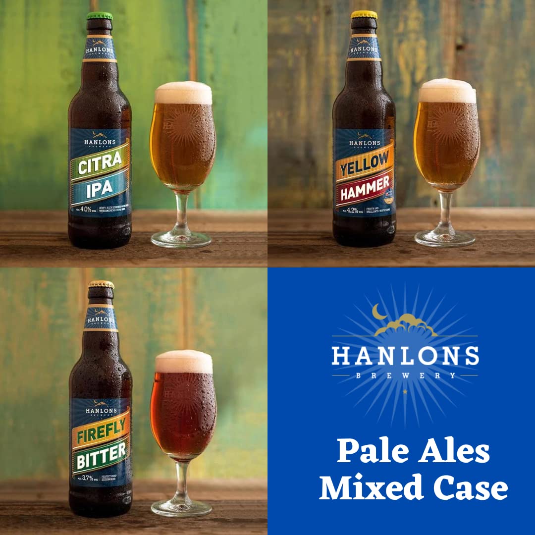 - Hanlons Premium Mixed English Pale Ale & IPA Real Ale Craft Beer Gift Set | 12 x 500ml Beer Bottles -
