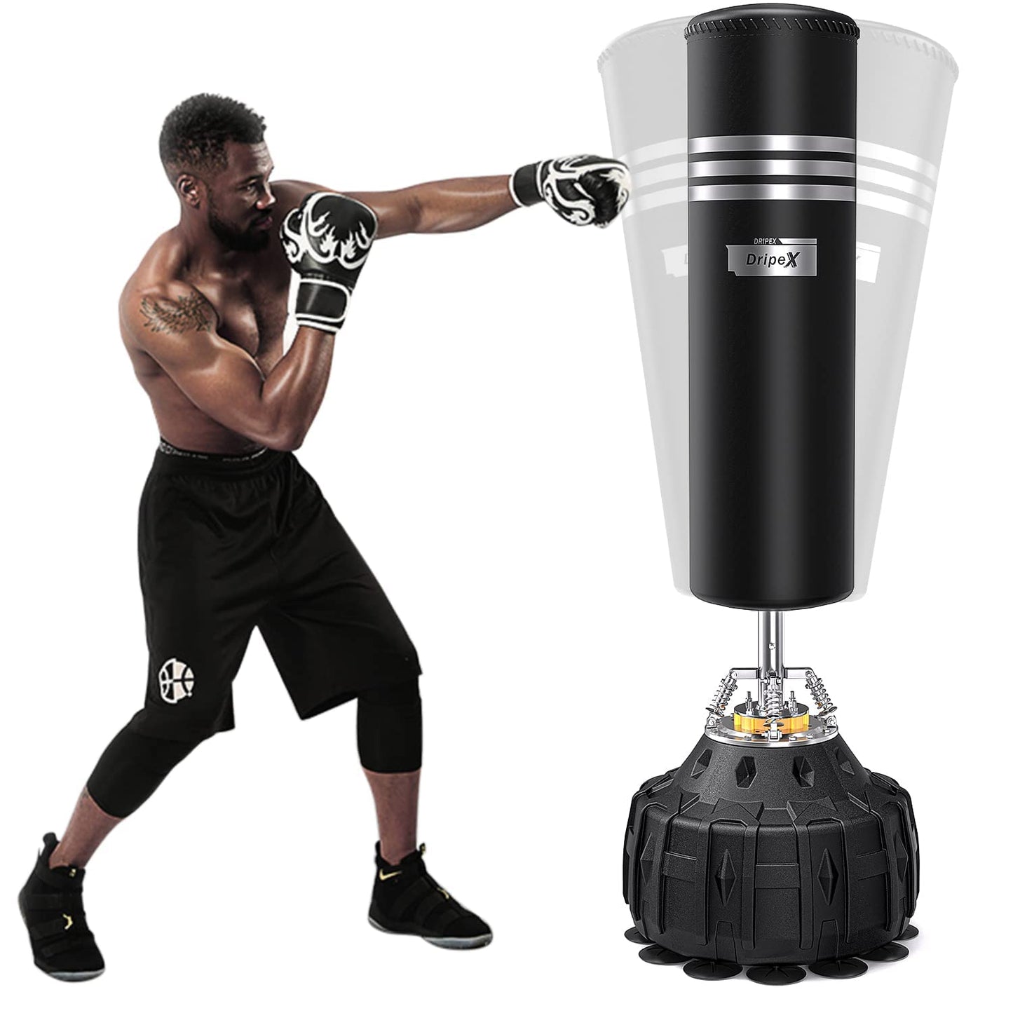 - Dripex 70 Inch Upgrade Free Standing Punch Bag | Boxing Bag with ABS Base | 19 Suction Cups -