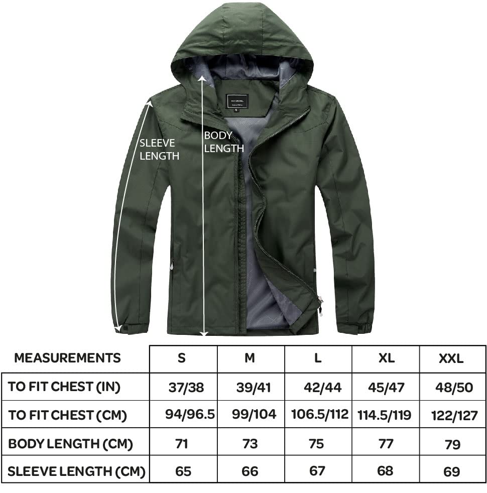 Blu Apparel Mens Waterproof Rain Jacket Premium Branded Walking Hiking Everyday wear Jacket Windproof (UK, Alpha, L, Regular, Regular, Navy)