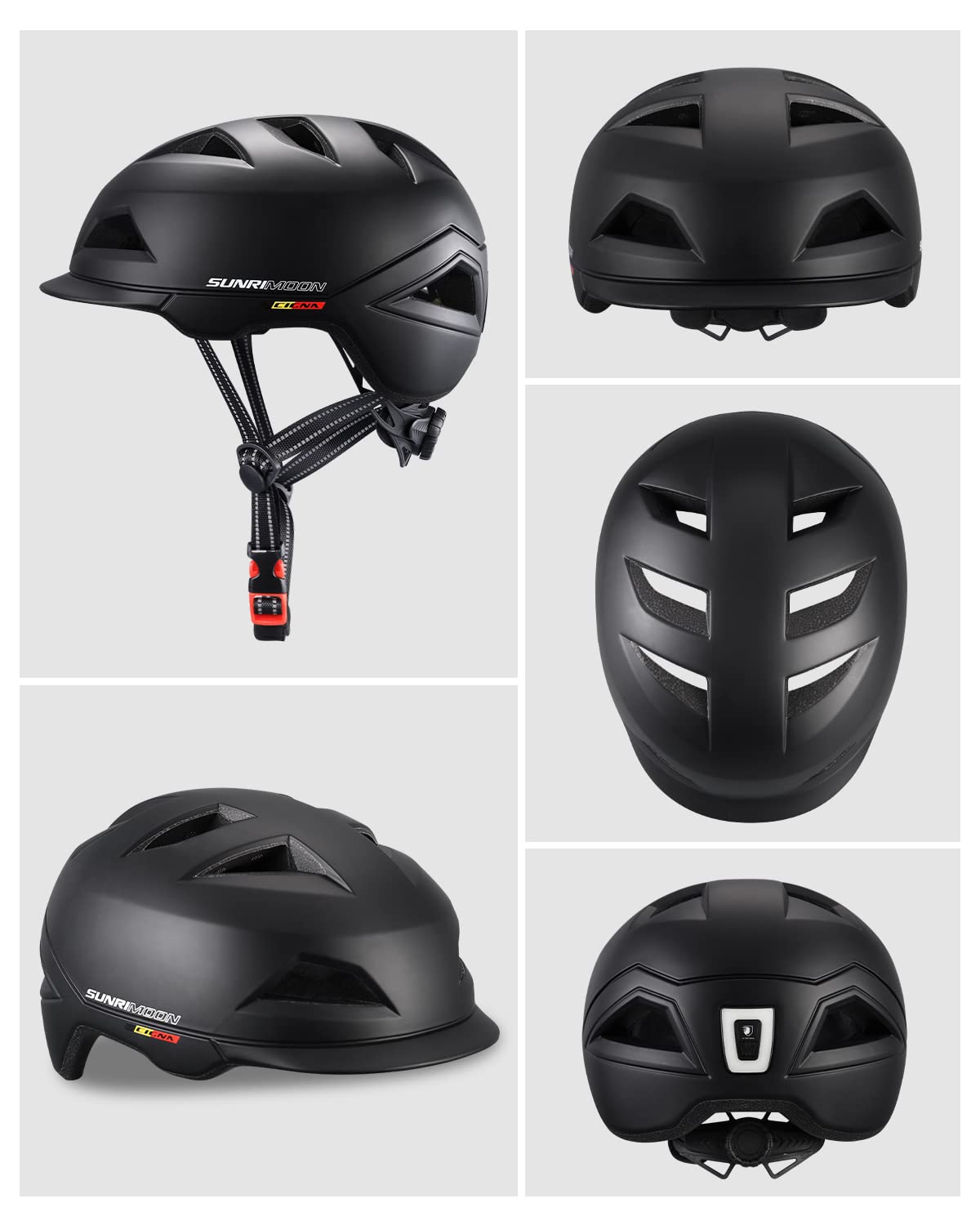 - SUNRIMOON | Adult Bike Helmet with Rechargeable USB Light -