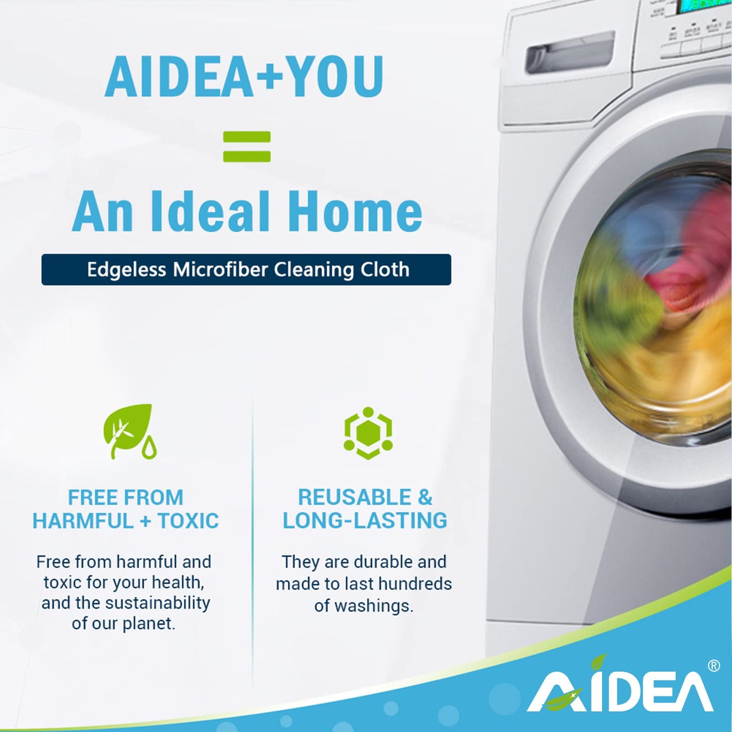 AIDEA Microfibre Cloth Pack of 8, Multifunctional Reusable Cleaning Cloths, Lint Free Streak Free Washable Cloth Duster for House, Kitchen, Car, Motorbike, Windows 30 x 30 cm