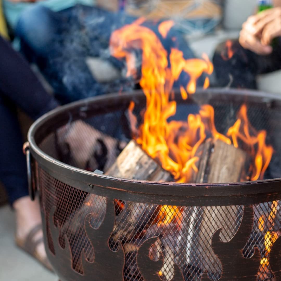 - La Hacienda Wildfire XL Steel Firepit | BBQ Grill | Bronze Effect -