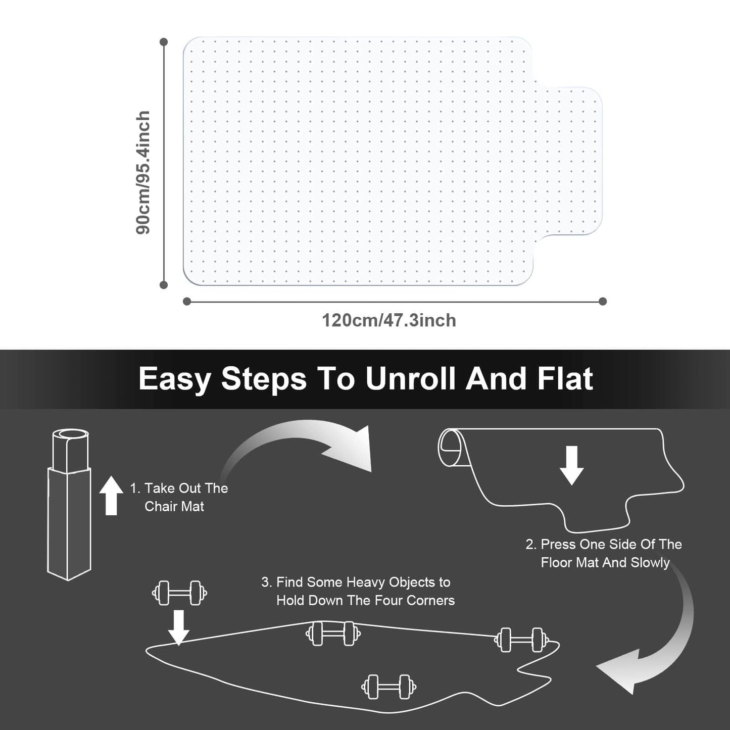- Trintion Office Chair Mat for Carpeted Floor | 90x120cm PVC Floor Mat Non-Slip Pointed Waterproof Plastic Chair Mat Carpet Protector for Low, Standard and Medium Pile Carpets (Pointed T-shape)