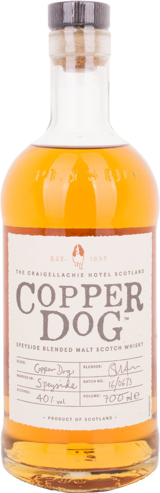 Copper Dog Speyside Blended Malt Scotch Whisky | 40% vol | 70cl | Combination of 8 Single Malts | Notes of Spice | Fruit & Vanilla | Speyside Whisky | Best Served Neat or in Cocktails