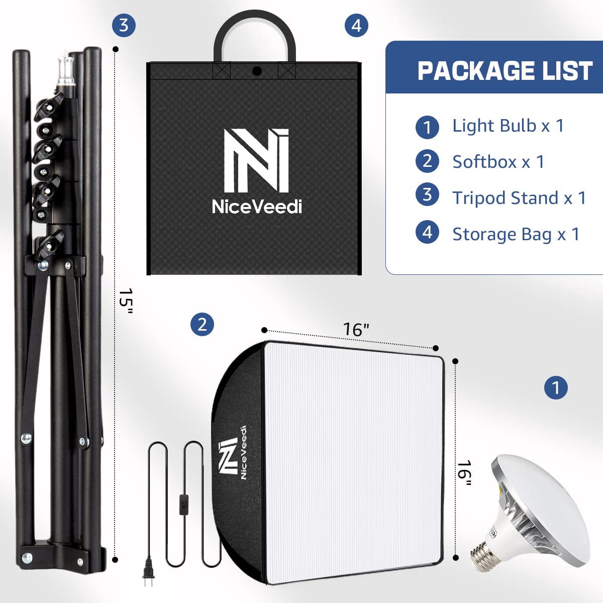 - Niceveedi Photography Lighting Kit | Softbox Light With 160cm Tripod Stand -