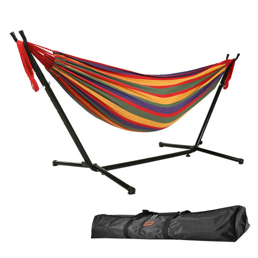- Goutime 9Ft Double Hammock | Detachable heavy Duty Metal Stand | 550 Pound Capacity | Includes Portable Carrying Bag -