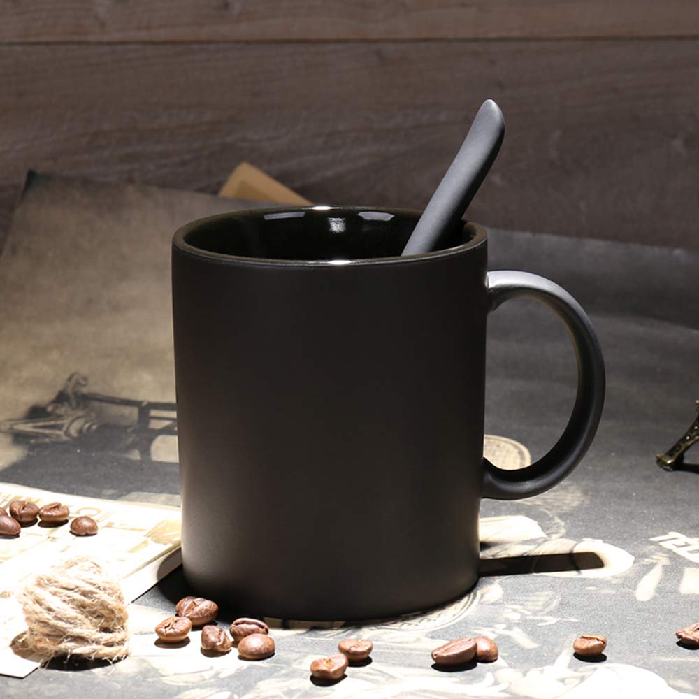 - Smilatte 12 oz Matte Black Porcelain Coffee Mug | Classic Ceramic Cup -