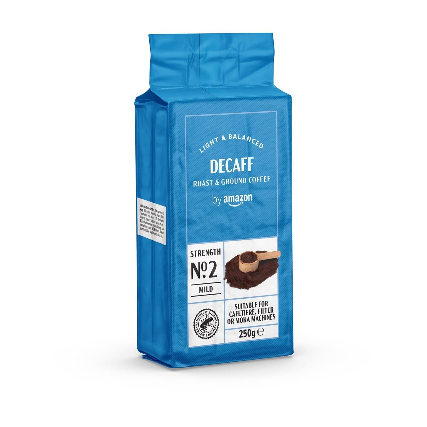 by Amazon Decaffeinated Ground Coffee, Light Roast, 1kg (4 Packs of 250 g)