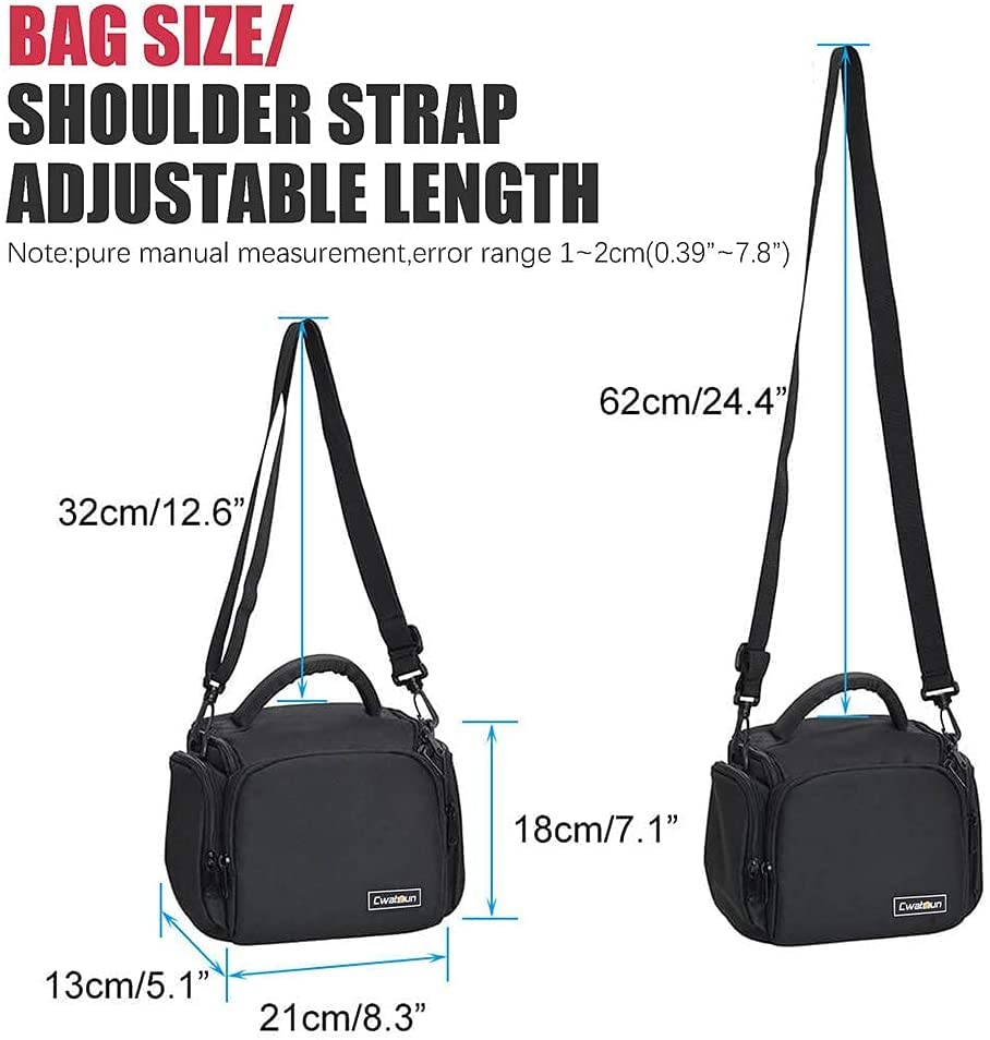 Cwatcun Camera Bag, Single Shoulder Camera Bag, Sling Crossbody Compact Camera Bag Case Compatible for Canon Nikon Sony SLR DSLR Mirrorless Cameras and Lenses Water Resistant Camera Bag Black Small