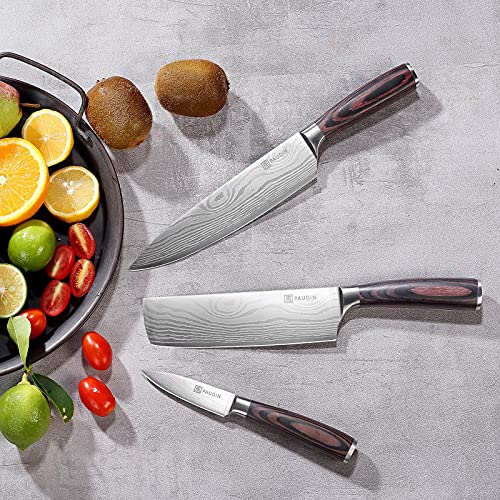 - PAUDIN Chef Knife Set of 3 | Sharp Knife Set |  High Carbon Stainless Steel Japanese Knife Set -