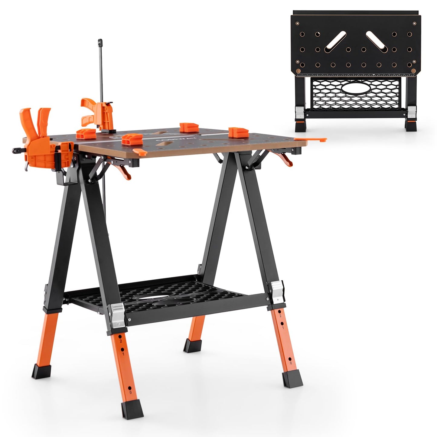 - TANGZON Folding Workbench | Height Adjustable | Flip-Top Work Bench -