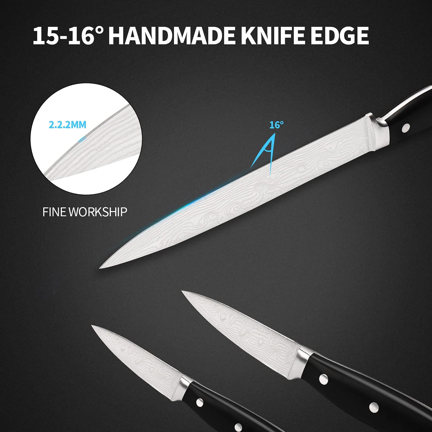 - HUIKAILI Knife Set | 5 Pieces Professional Kitchen Set With Wooden Box -