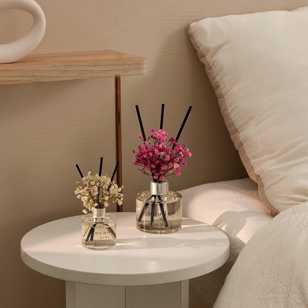 COCODOR Flower Reed Diffuser set / 6.7oz / White Jasmine/Scent Diffuser with Sticks Home Fragrance Reed Diffuser for Bathroom Shelf Decor
