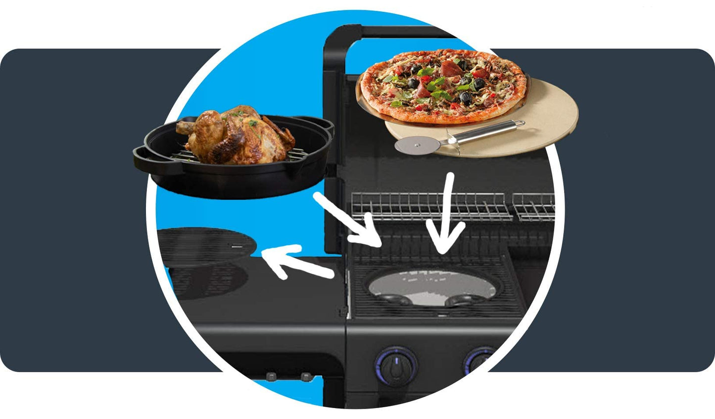 Campingaz Gas BBQ 4 Series Select S, Barbecue Gas Grill with 4 Stainless Steel Burners, 1 Side Burner, Lid with Thermometer, InstaClean Aqua, Culinary Modular System, 13.6kW