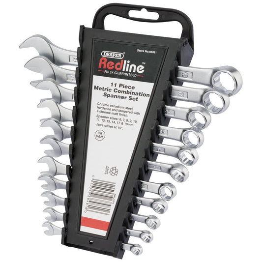- Draper 1 x Redline 68481 Metric Combination Spanner Set | (11-Piece) | Blue -