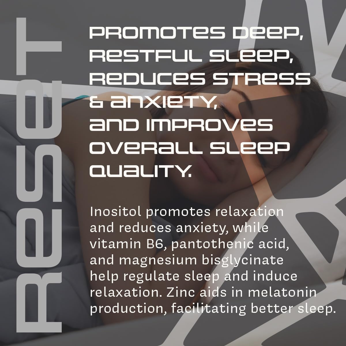 Cell Evolution Reset, Sleep Aid Supplement, Magnesium Bisglycinate, Inositol, Pantothenic Acid, Zinc and Vitamin B6, Sleep Supplements for Adults, Deep Sleep, Sleeping Tablets, 120 Capsules