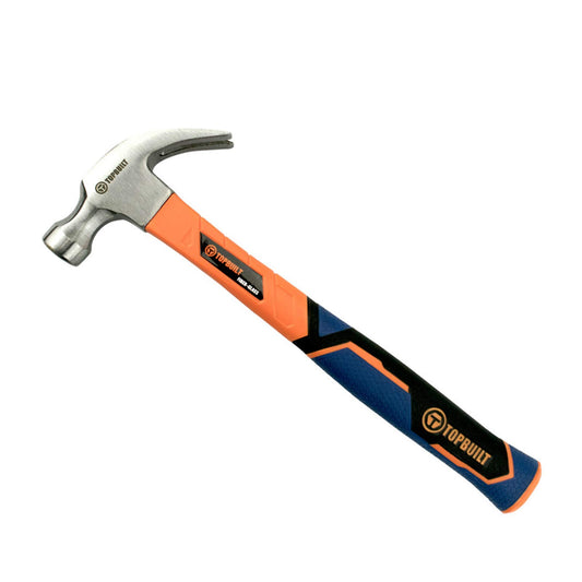 - T TOPBUILT | Curved Claw Hammer | 20oz | Forged Steel and Fiberglass Shock Resistant Non Slip Handle -