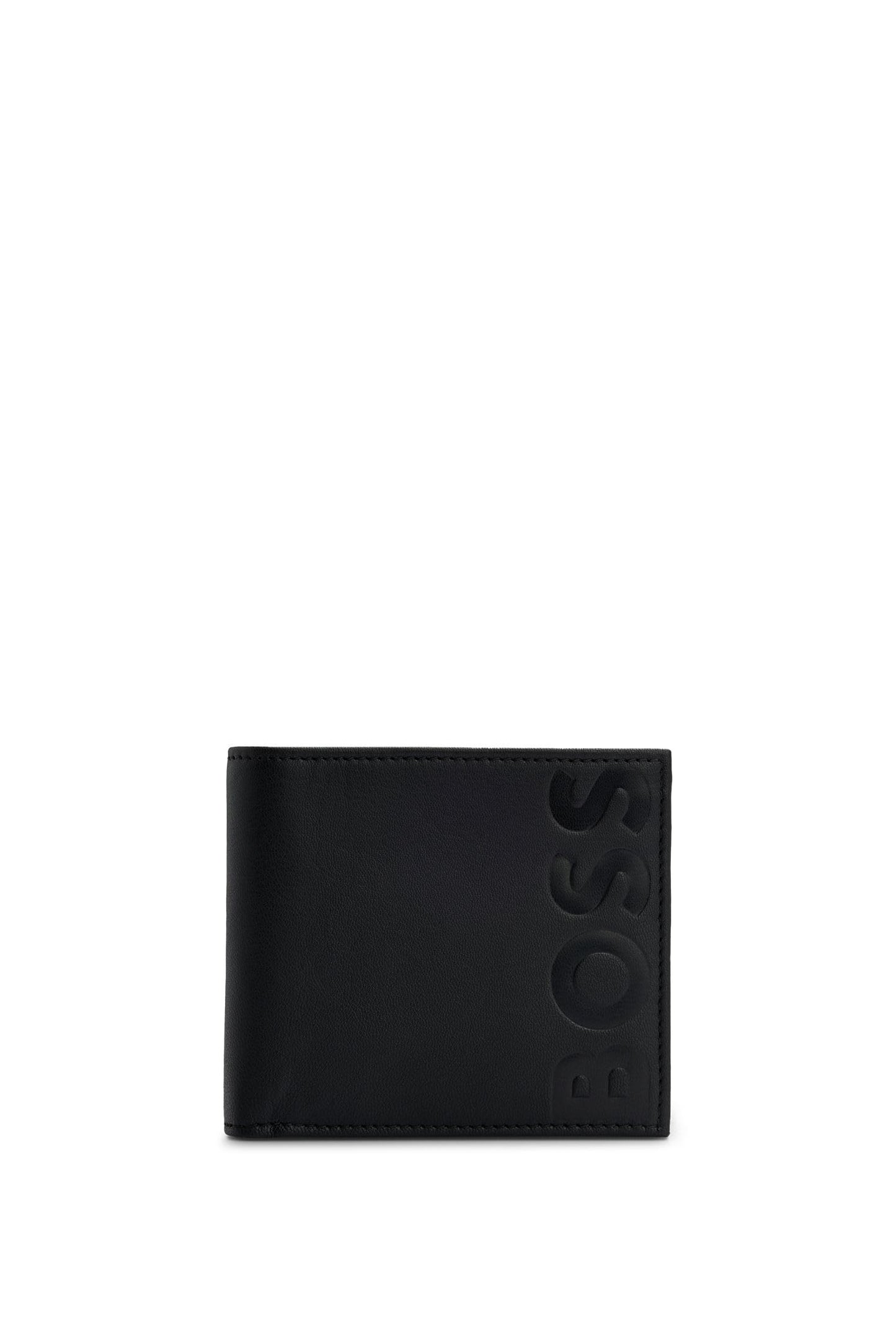 BOSS Mens Big BB 4 cc Coin Embossed-Logo Wallet in Grained Leather