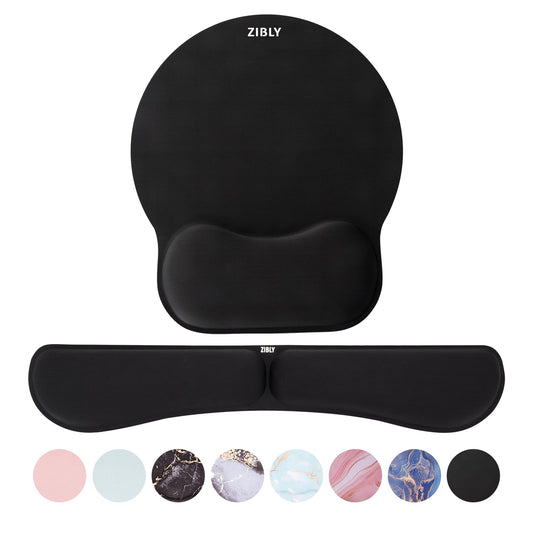 - ZIBLY Keyboard wrist rest and Mouse mat wrist support, Comfortable Memory Foam Mouse pad wrist support cushion with Anti-Slip Grip for Office Computer Laptop Working Gaming