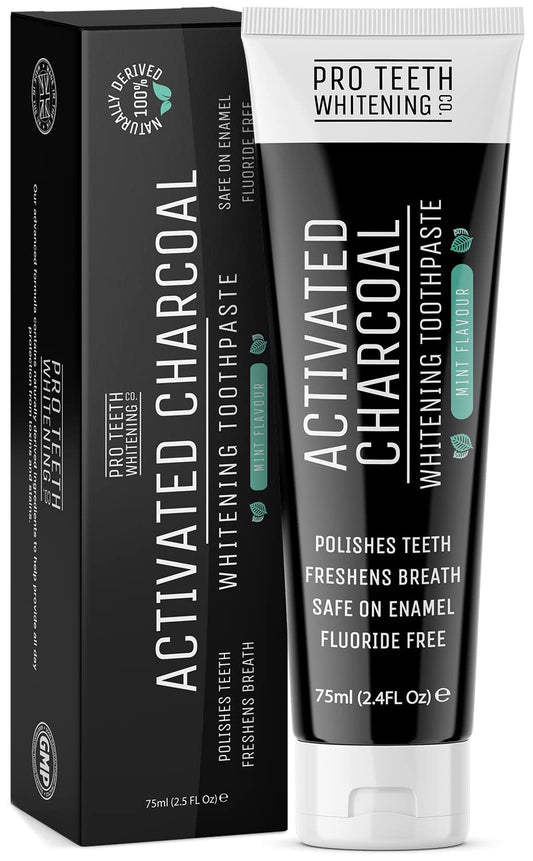 Charcoal Whitening Toothpaste - Instant Natural Teeth Whitening - Activated Charcoal - Plaque Remover - Removes Up to 100% of Surface Stains - Safe on Enamel & Flouride Free - Pro Teeth Whitening Co.