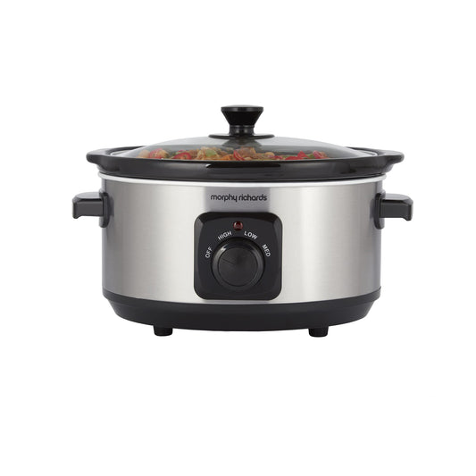 - Morphy Richards 3.5L Stainless Steel Slow Cooker | 3 Heat Settings | One Pot Solution -