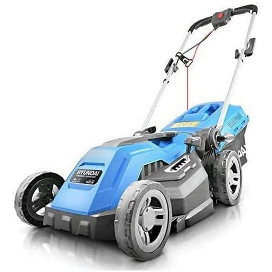 - Hyundai HYM3800E 1600W 230V Corded Electric Rotary Lawnmower with Rear Roller | 38cm Cutting Width | Mulching |30L Grass Box | 5 Cutting Heights | 10M Power Cable -