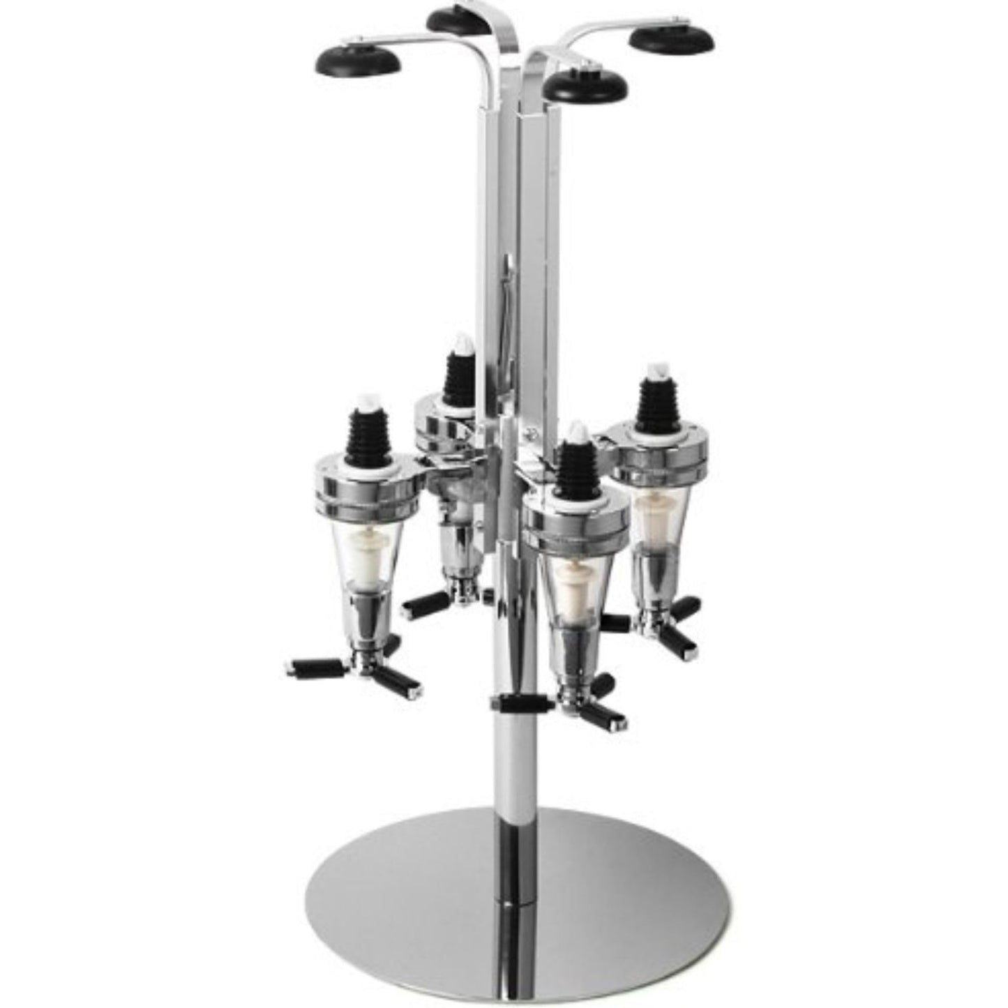 bar@drinkstuff Rotary 4 Bottle Stand Rotating Drinks Dispenser, Optics Dispenser for Spirits