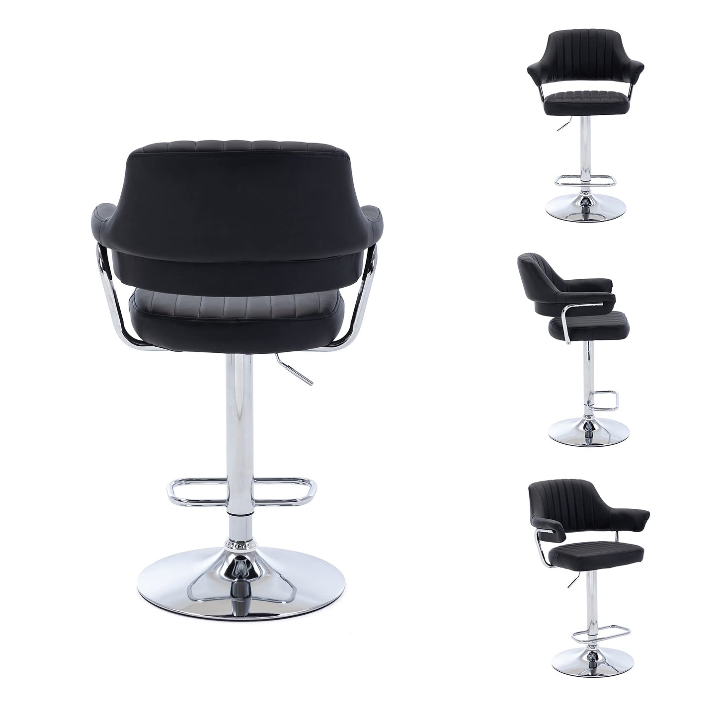 - HNNHOME Modern Emper Padded Swivel Faux Leather | Breakfast Kitchen Bar Stool -