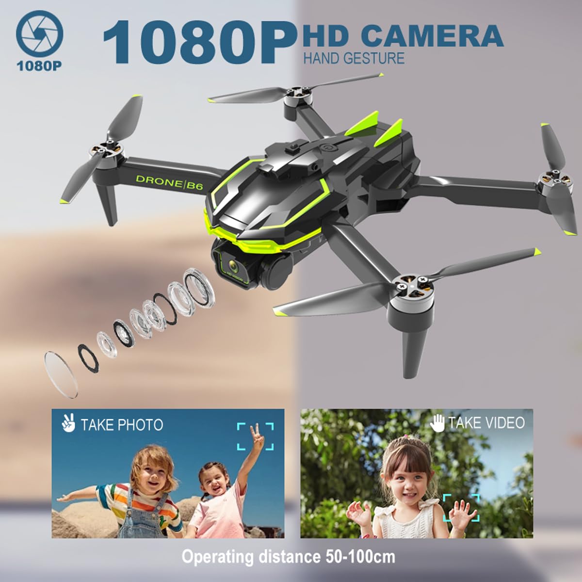 Brushless Motor Drone with Camera 1080P for Kids and Adults, RC Quadcopter Foldable FPV Drone for Beginners, Toys for Boys and Men Birthday Gifts