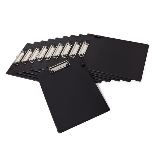 A4 Black Clipboard with Pen Loop and Retractable Hanging Clip - Pack 10