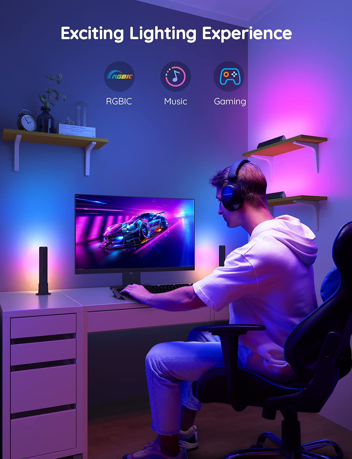 - Govee LED Light Bars | Smart WiFi RGBIC TV Backlight | Gaming Lights with Scene and Music Modes -