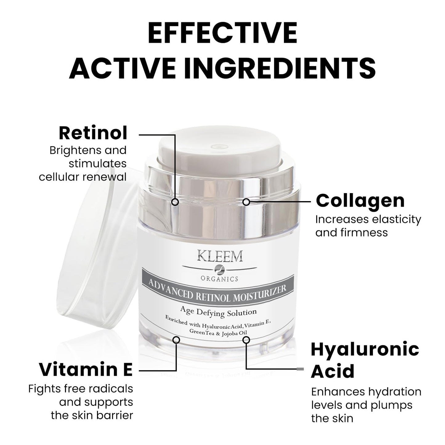 - Retinol Face Cream with Hyaluronic Acid & Vitamin E | The Best Anti Aging Cream to Reduce Wrinkles | Day & Night use | for Women -