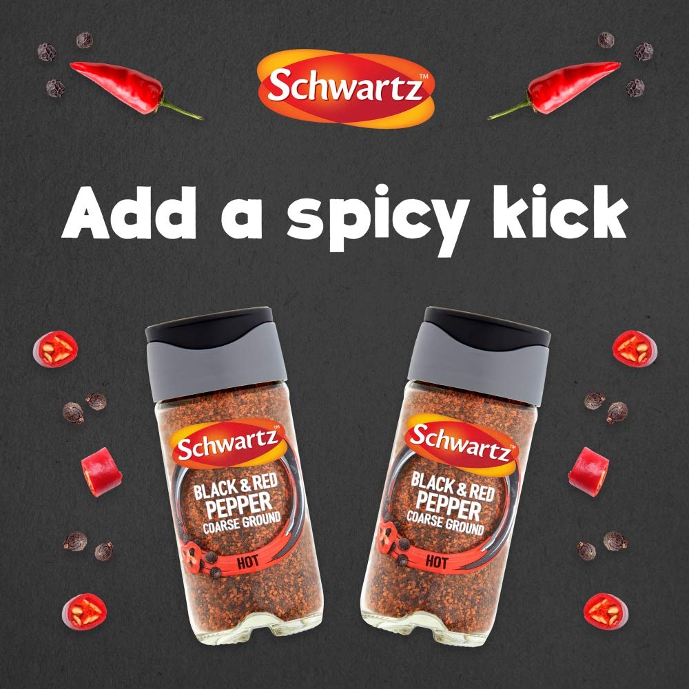 - Schwartz Black & Red Pepper Course Ground 45 G | Jar | Pack of 6 -