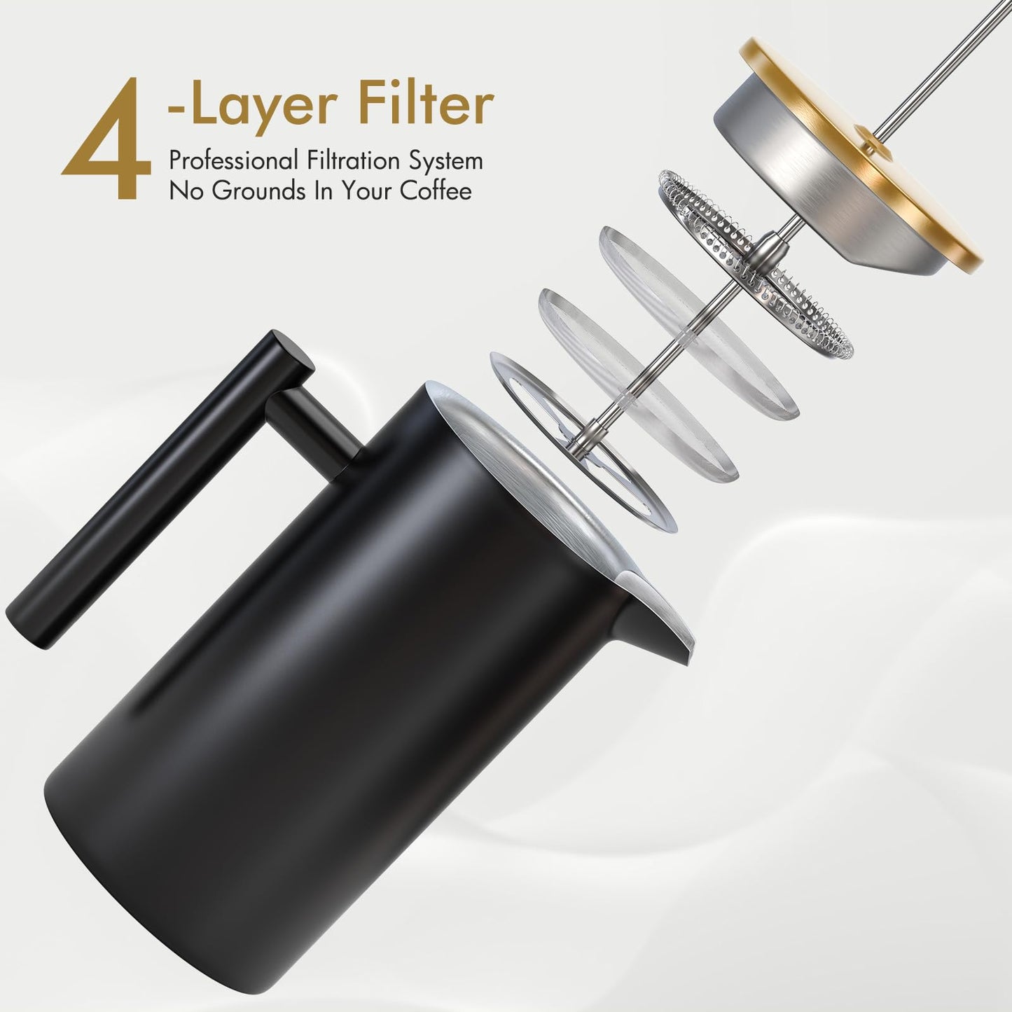 - Enfmay Cafetière 350ml Stainless Steel French Press Coffee Maker -