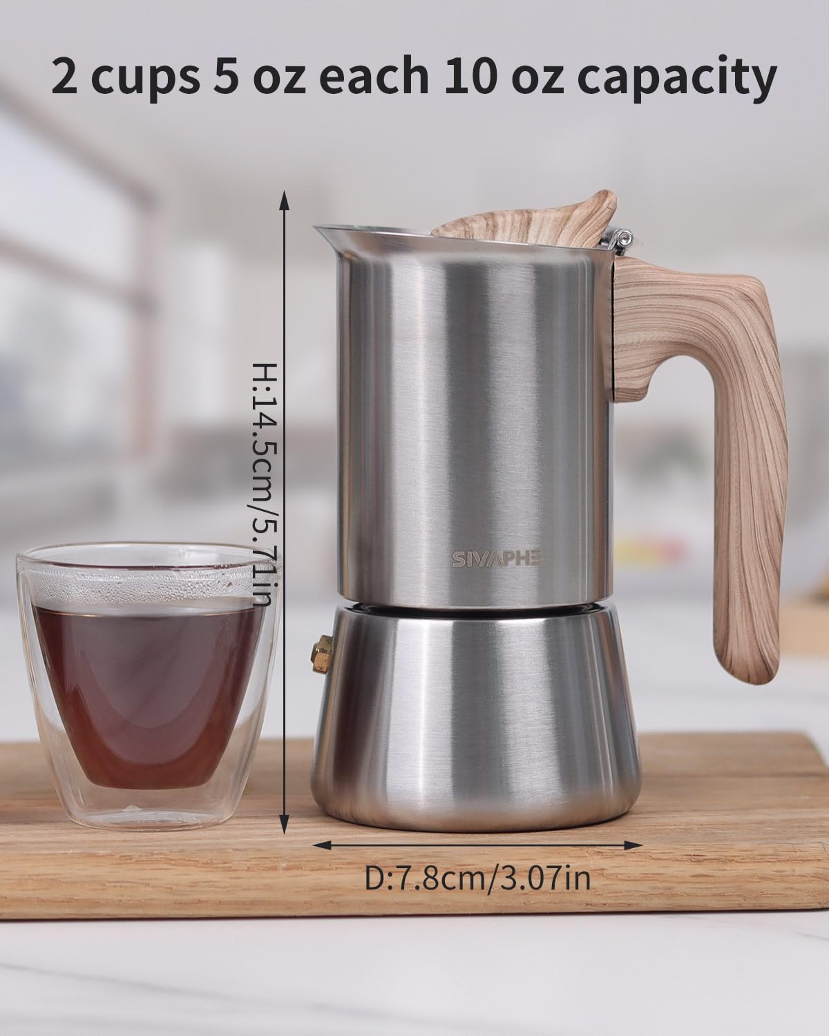 - Sivaphe Stovetop Espresso Maker 100ml | Induction Hob Italian Coffee Percolator Maker -