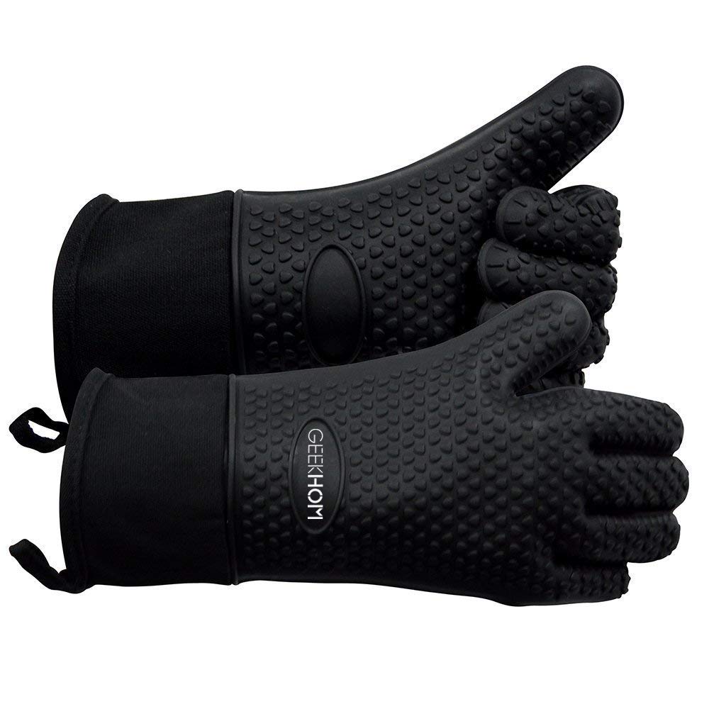 - GEEKHOM Silicone Oven Gloves|  Heat Resistant Silicone Oven Mitts | BBQ Gloves -