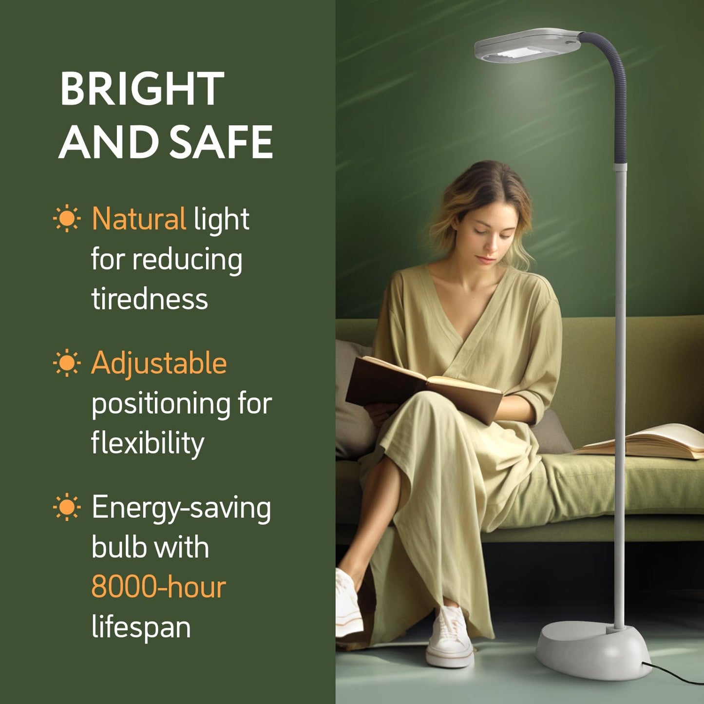 - Kenley Daylight Reading Lamp | Floor Standing | Standard Reading Light -