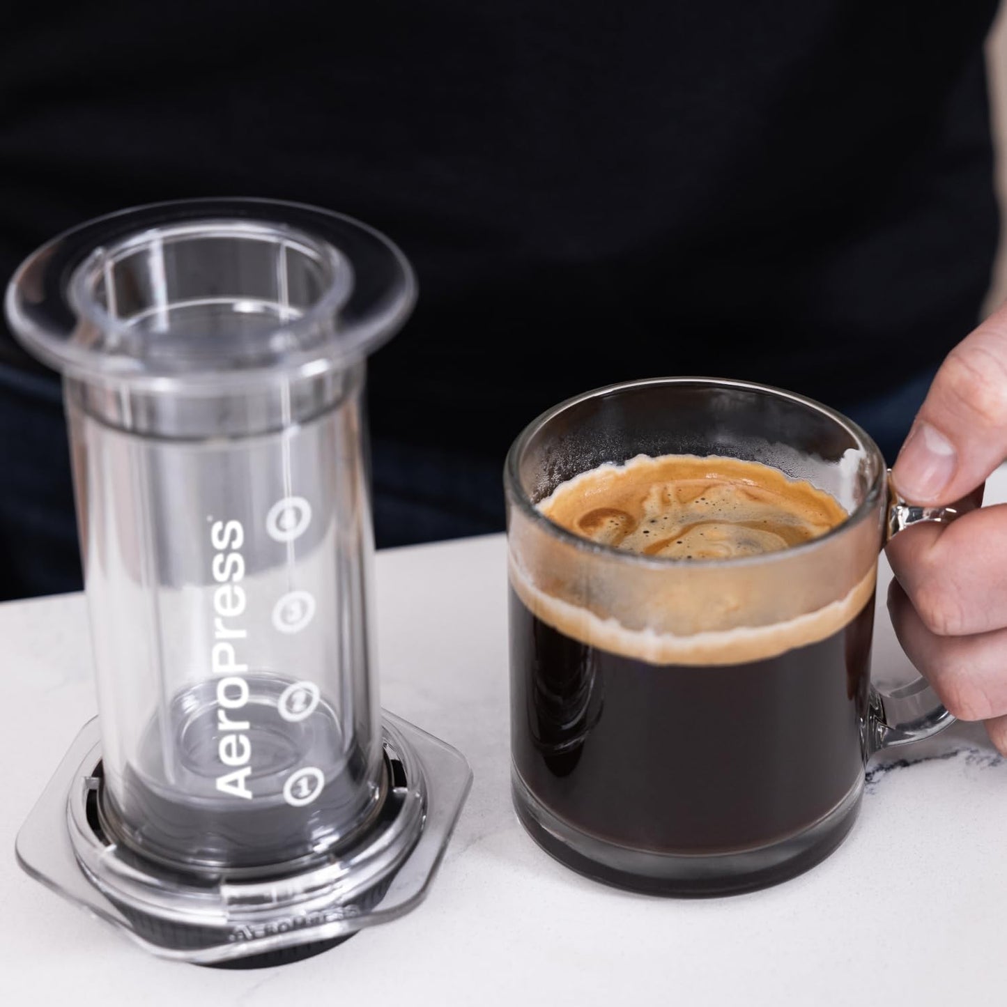 AeroPress Clear Coffee Press – 3 in 1 brew method combines French Press, Pourover, Espresso - Full bodied coffee without grit or bitterness