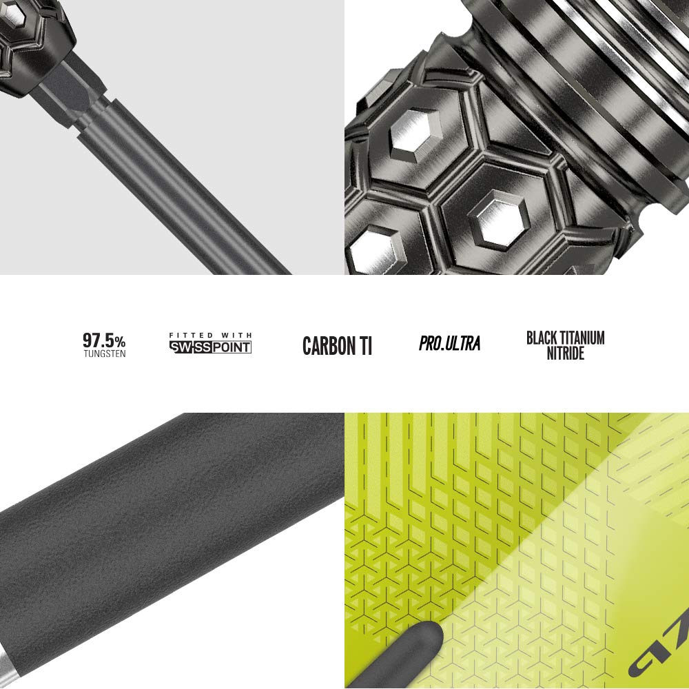 - Target Darts | 24G | 97.5% Tungsten Swiss Point Steel Tip Darts Set | Black and Green -