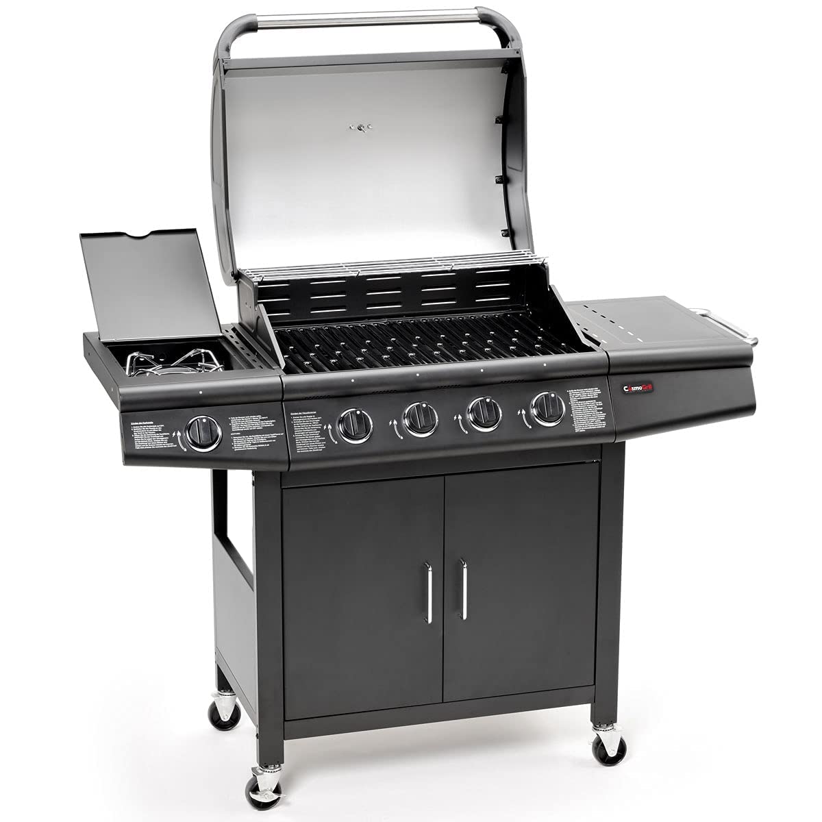 CosmoGrill Pro Deluxe 5 Gas Burner 4+1 Barbecue Grill, Stainless-Steel Warming Rack, Side-Burner, Built-in Temperature Gauge for Home Garden Party Outdoor Cooking (93411)
