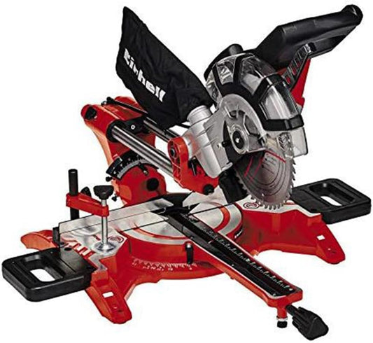 - Einhell TC-SM 2131/1 Dual Bevel Sliding Mitre Saw | Double Bevel Circular Saw | 310mm Drag | Laser | Dust Extraction | -45° Mitre, -47° Bevel | Saw with 48T Blade -