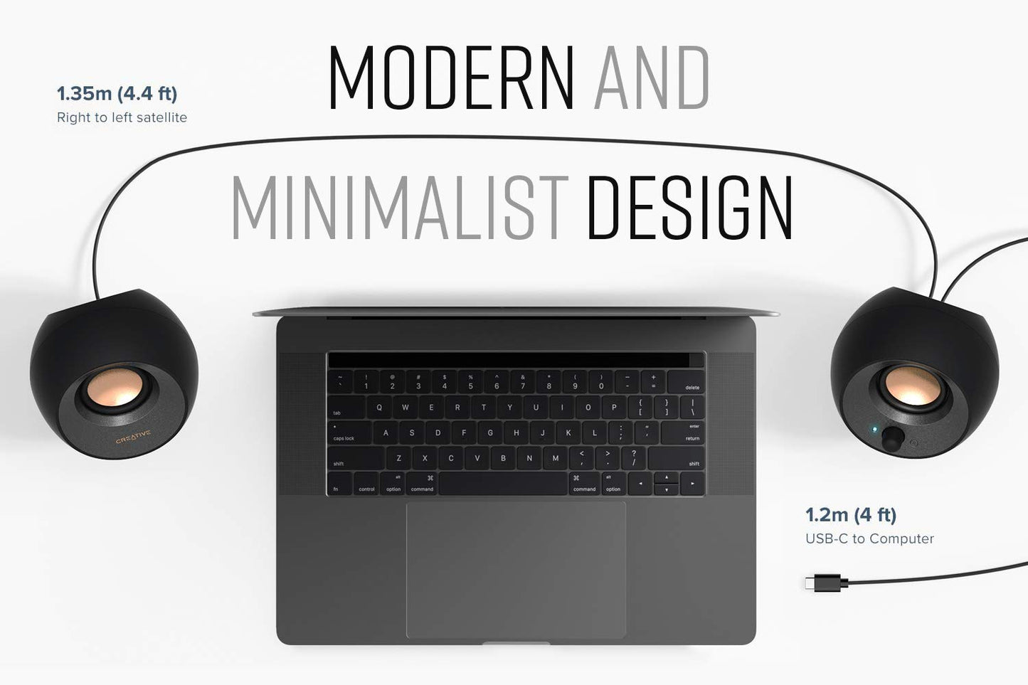 CREATIVE Pebble V3 Minimalistic 2.0 USB-C Desktop Speakers with USB Audio, Clear Dialog Enhancement, Bluetooth 5.0, 8W RMS with 16W Peak Power, USB-A Converter Included (Black)
