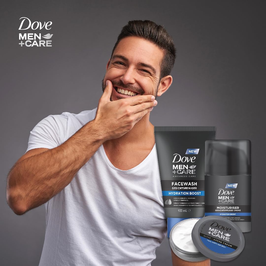- DOVE MEN + CARE Ultra Hydra Cream | Moisturising Effect for Face, Hands, Body | Suitable for All Skin Types | 3 x 75 ml -