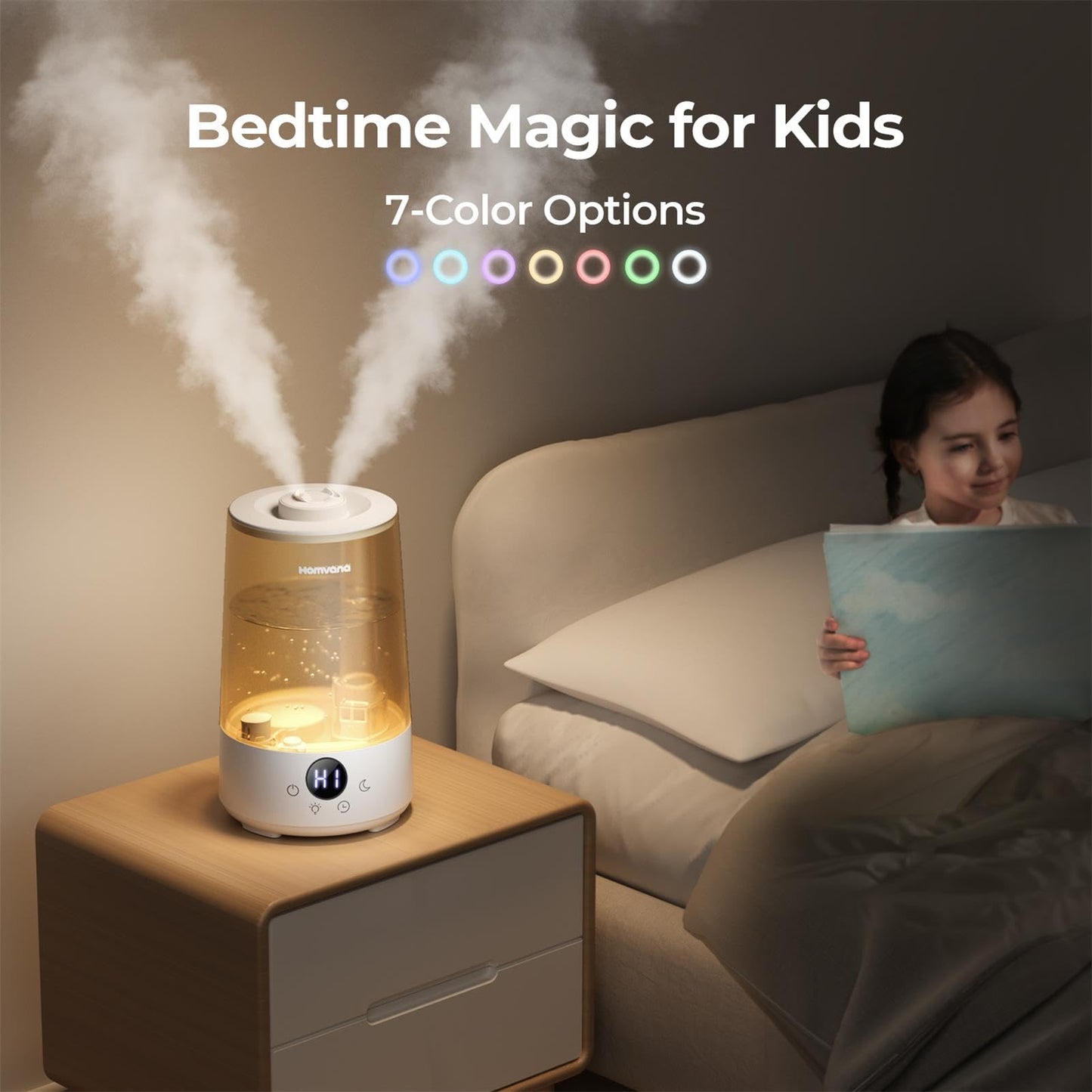 - Homvana Humidifier for Bedroom | 3.6L | Cool Mist for Large Room | 360° Rotatable -