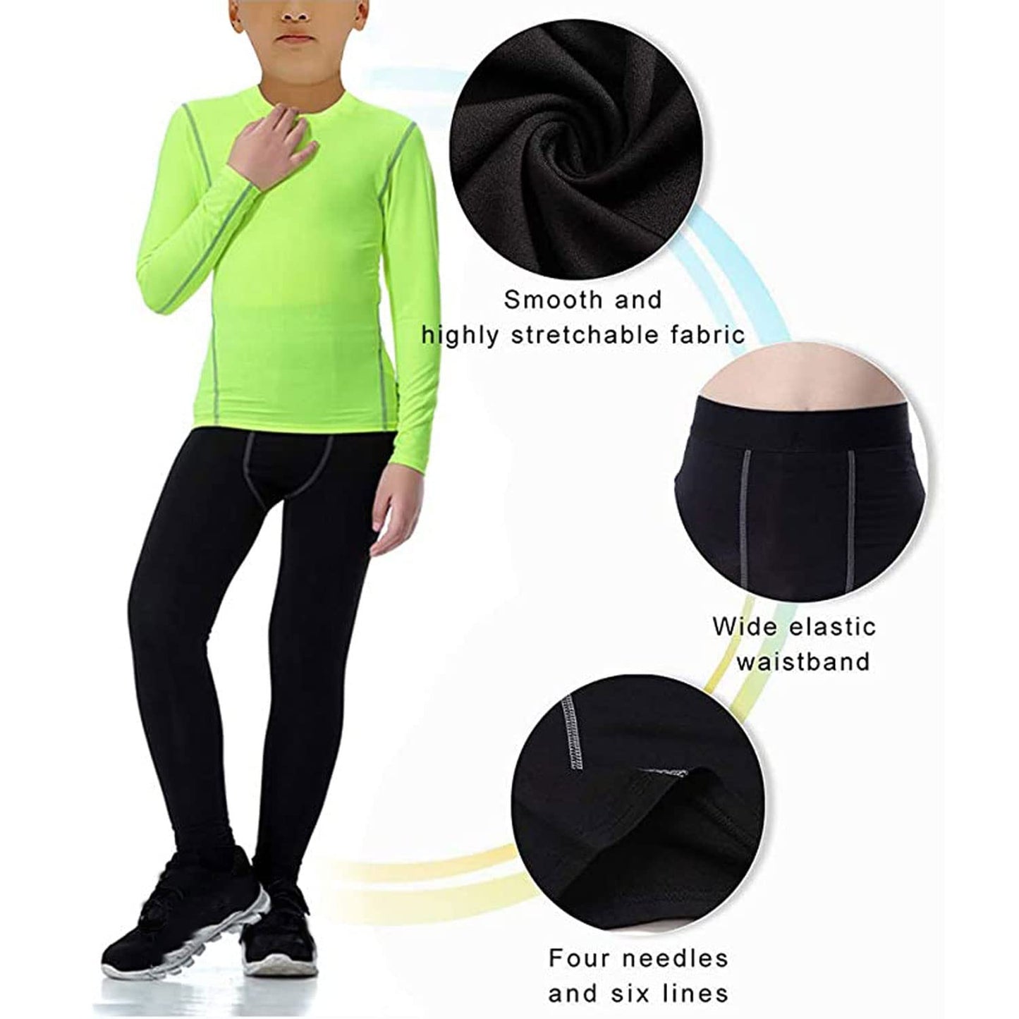 - LANBAOSI Kids Boys Ski Base Layer Set | Thermal Underwear Set | Long Sleeve Top and Leggings -