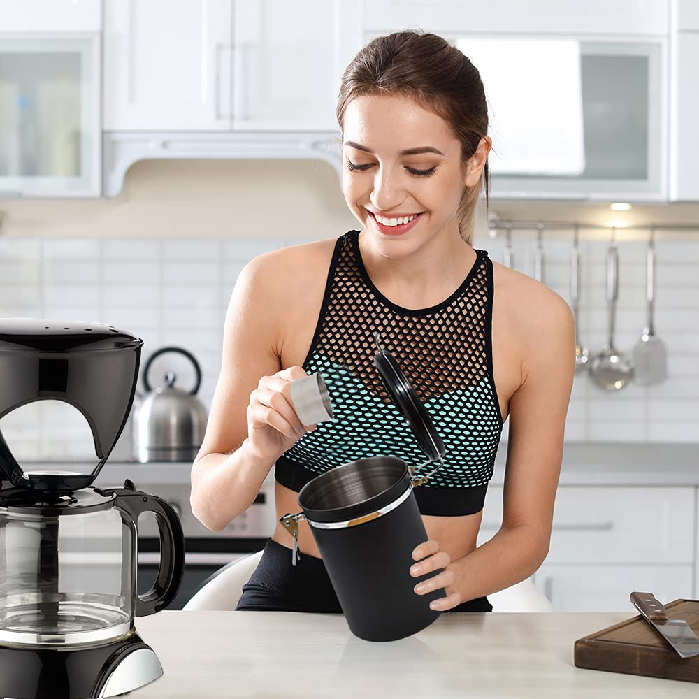 - joeji's Kitchen Coffee Beans Storage Container | Coffee Jar | 1800ml Stainless Steel Coffee Canister -